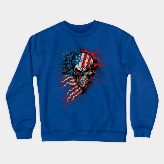 4th of July Skull Crewneck Sweatshirt by ScaryKittyClothing